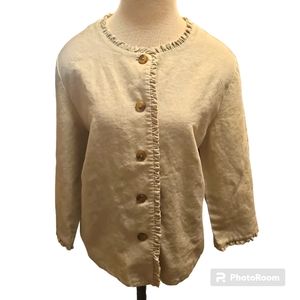 Orvis linen blend ruffled hem lightweight jacket